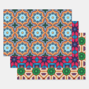 Stammkunst in kühlen Farbmustern Set 5 Geschenkpapier Set