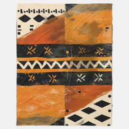 Stammmotive in Schwarz- und Erdtönen Fleecedecke