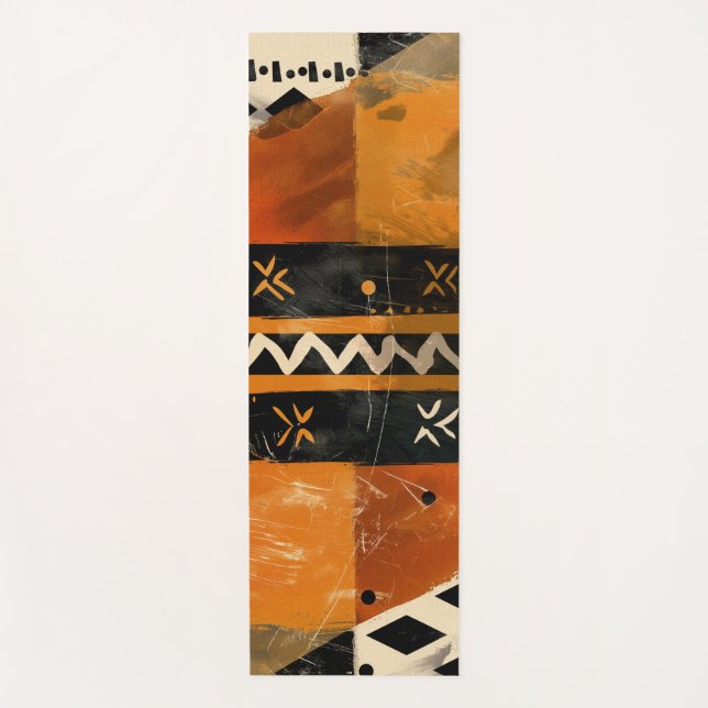 Stammmotive in Schwarz- und Erdtönen Yogamatte (Vorderseite)