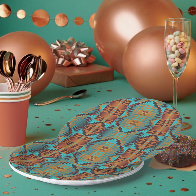 Stammmuster eines ethnischen Amerikanischen Ureinw Pappteller (Multi)