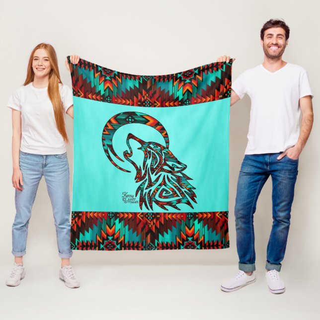 StammWolf heult auf dem Mond Fleece Blanket (Beispiel)