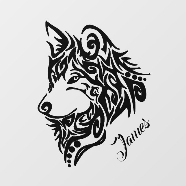 StammWolf mit Namen Fensteraufkleber (Blatt)