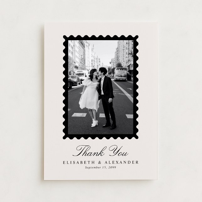 Stamp Style Modern Ivory One Photo Thank You Card Einladung (Von Creator hochgeladen)