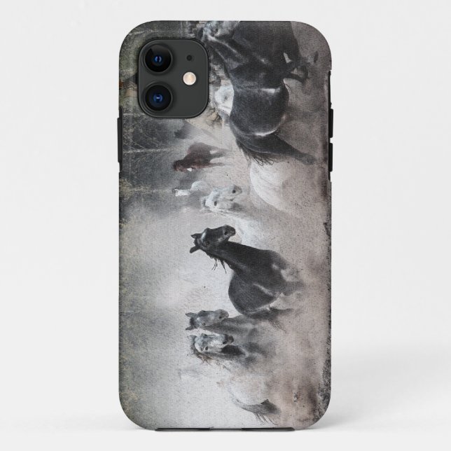 Stampeding Mustang Horses & Teepee iPhone 5 Fall Case-Mate iPhone Hülle (Rückseite)