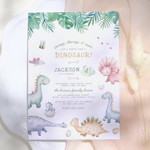 Stampfen, Kauen und Brüllen Dinosaurier-Jungs-Gebu Einladung