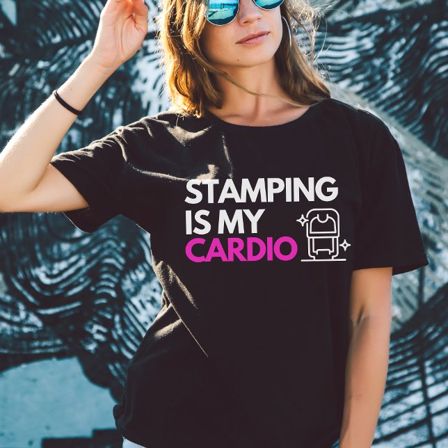 Stamping ist mein Cardio Hot Pink Notar Schwarz T-Shirt (Von Creator hochgeladen)