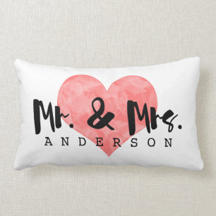 Stamps Heart Rustic Mr & Mrs Monogram Lendenkissen