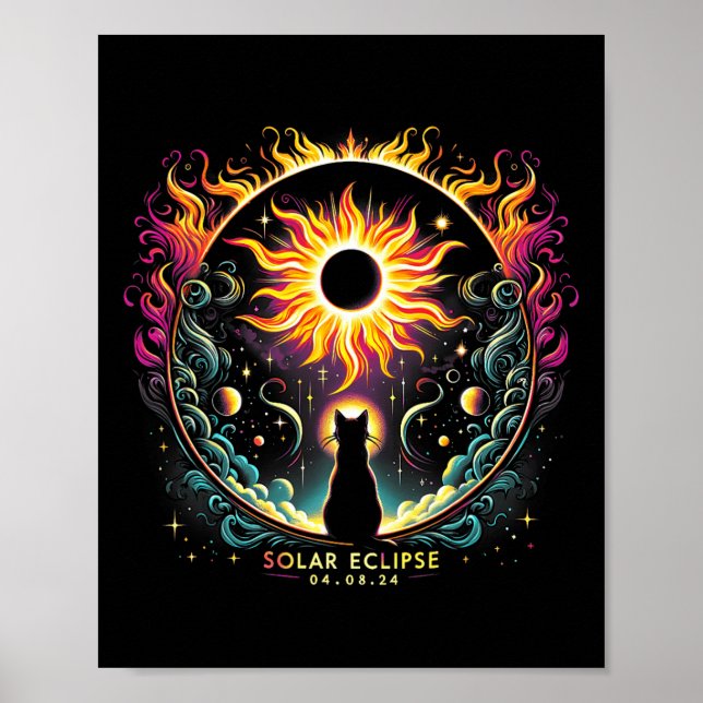 Stand: 8. April 2024 Solar Eclipse Cat Lover Poster (Vorne)