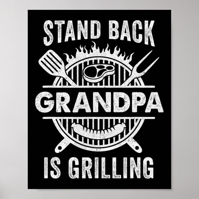 Stand Ck Opa Grillt Funny Grillen Vathday Poster (Vorne)