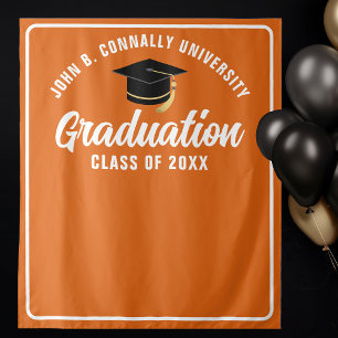Stand der Orange White Custom Graduation Party Fot Wandteppich