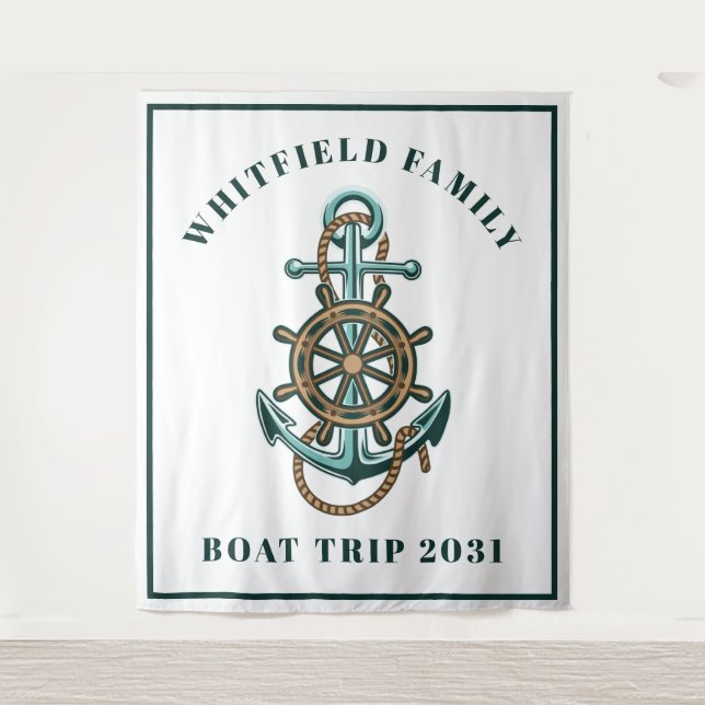 Stand der personalisierten Nautic Anchor Family Fo Wandteppich (Vorderseite)