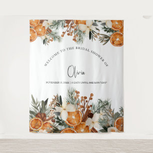 Stand des Fotos im Winter Herbst Brautparty Backgr Wandteppich