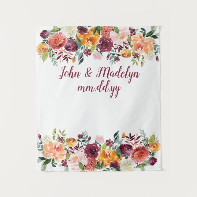 Stand des Herbst-Hochzeitsszenarios Herbst Empfang Wandteppich (Vorderseite)