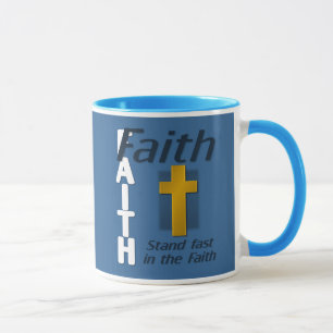 Stand fasten in der Glauben-Bibel-Vers-Kreuz-Tasse Tasse