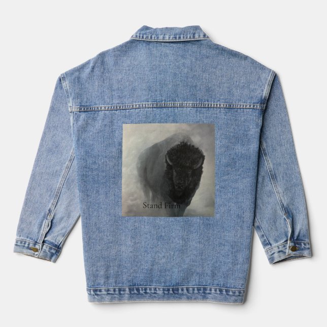 Stand Firm Bison Inspirations-Denimhemd Jeansjacke (Rückseite)