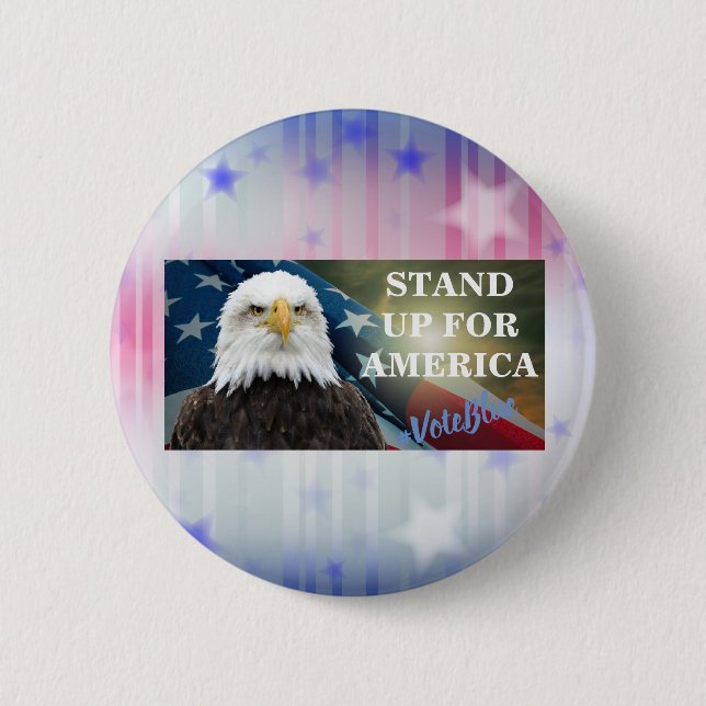 STAND FÜR AMERIKA #VoteBlue Button (Vorderseite)