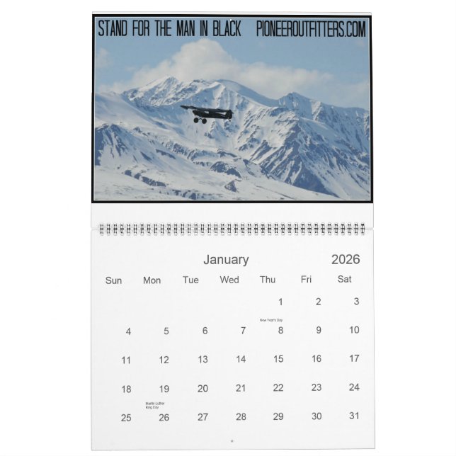 Stand für den Mann in Schwarzes Druckkalender Kalender (Jan 2026)