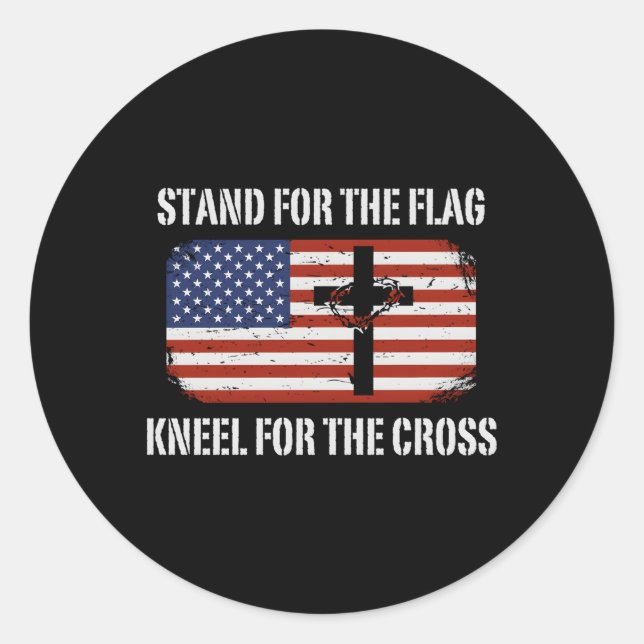 Stand für die Fahne für das Kreuz Runder Aufkleber (Vorderseite)