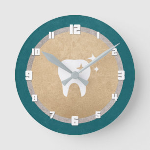 Stand   Gold & Silver Cyan Dental Runde Wanduhr