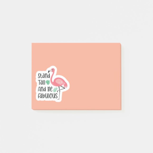 Stand groß und sein fabulous Flamingo Post-it Klebezettel (Vorderseite)
