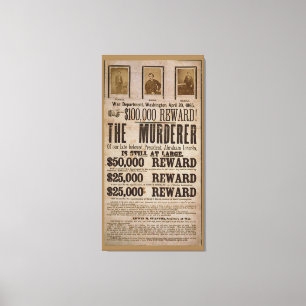 Stand Johns Wilkes wollte Plakat Abe Lincoln Mord Leinwanddruck