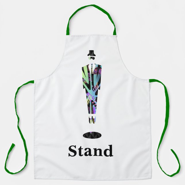 Stand Mann Grüne Gurte Weiße Küche Craft Chef  Schürze (Vorderseite)