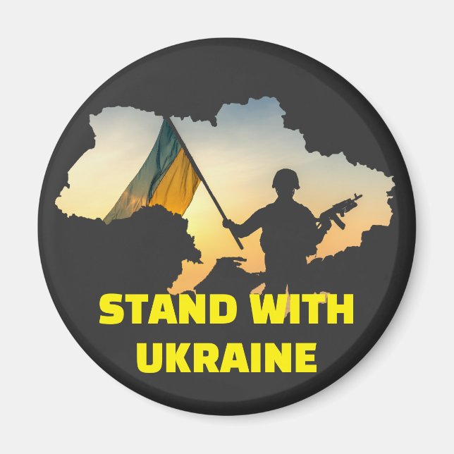 Stand mit der Ukraine auf der Karte Magnet (Vorne)