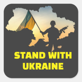 Stand mit der Ukraine auf der Karte Quadratischer Aufkleber