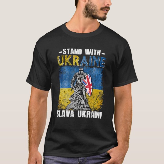 Stand mit der Ukraine britischer Ritter ukrainisch T-Shirt (Vorderseite)