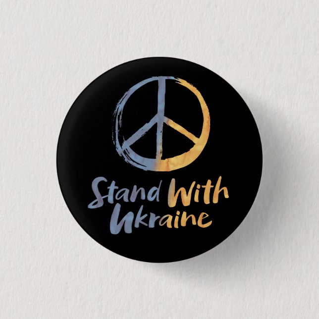 Stand mit der Ukraine - FRIEDENSsymbolische Staats Button (Vorderseite)