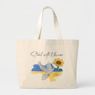 Stand mit der Ukraine Peace Liebe Sunflowers Dove Jumbo Stoffbeutel
