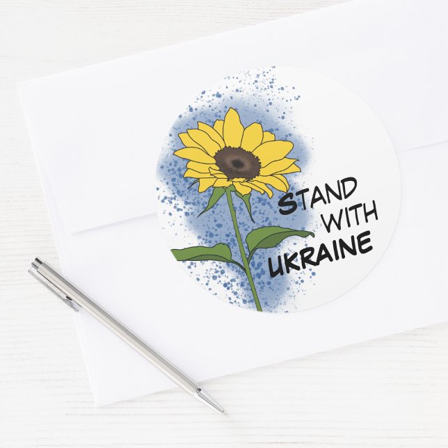 Stand mit der Ukraine Sonnenblumen Runder Aufkleber (Von Creator hochgeladen)