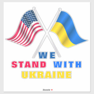 Stand mit der Ukraine USA und Ukraine Flaggen-Aufk Aufkleber