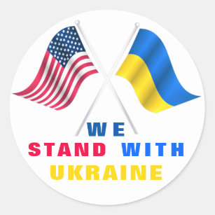 Stand mit der Ukraine USA und Ukraine Flaggen-Aufk Runder Aufkleber