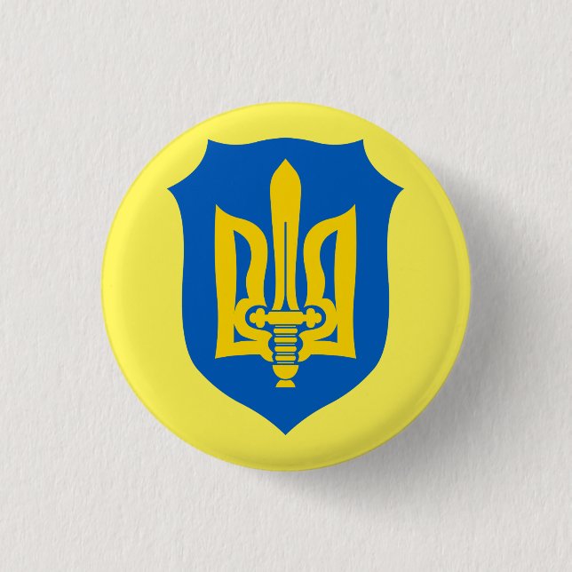 Stand mit der Ukraine | Wappen-Taste Button (Vorderseite)