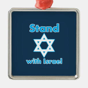 Stand mit Israel - FULL - Magen David Silbernes Ornament