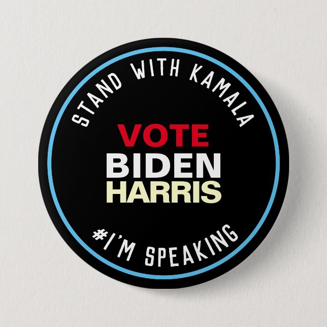 Stand mit Kamala ich spreche BIDEN HARRIS Button (Vorderseite)