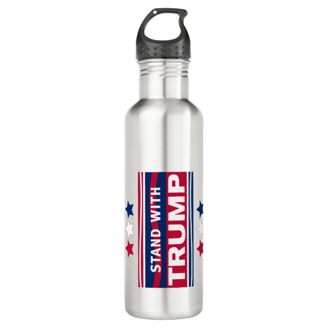 Stand mit Trump~2024~MAGA Edelstahlflasche (Vorderseite)