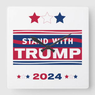 Stand mit Trump~2024~MAGA Quadratische Wanduhr
