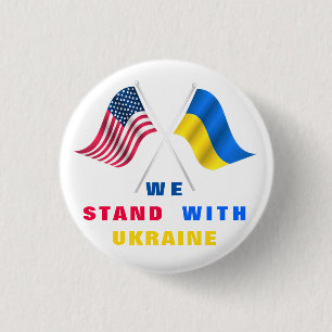 Stand mit Ukraine Button USA und ukrainische Flagg