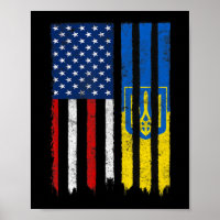Stand mit ukrainischem amerikanischem Flaggenstolz