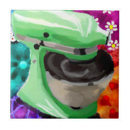 Stand Mixer Funky Abstrakt Art Green Pink Fliese