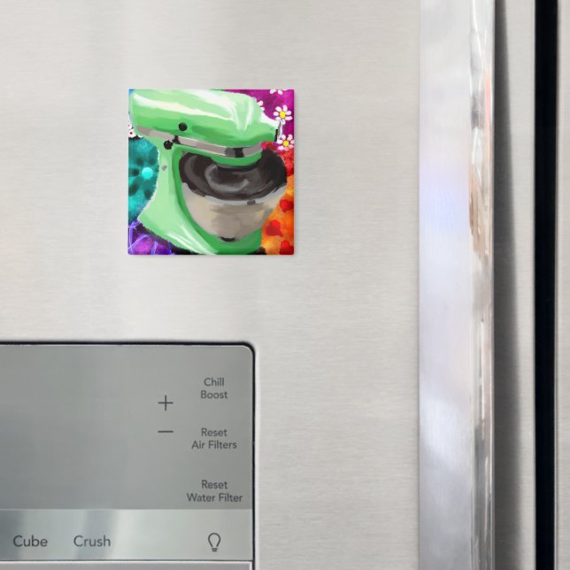 Stand Mixer Funky Abstrakt Art Green Pink Magnet (In Situ (Kühlschrank))