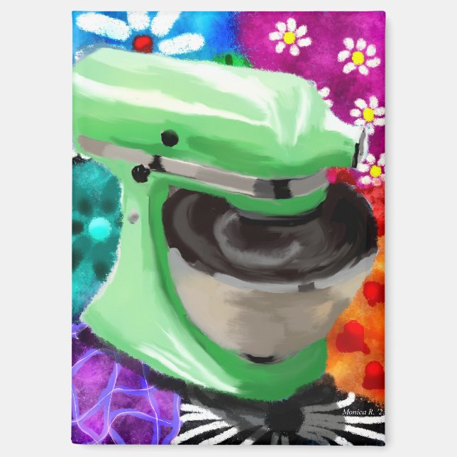 Stand Mixer Funky Abstrakt Art Green Pink Magnet (Vorderseite)
