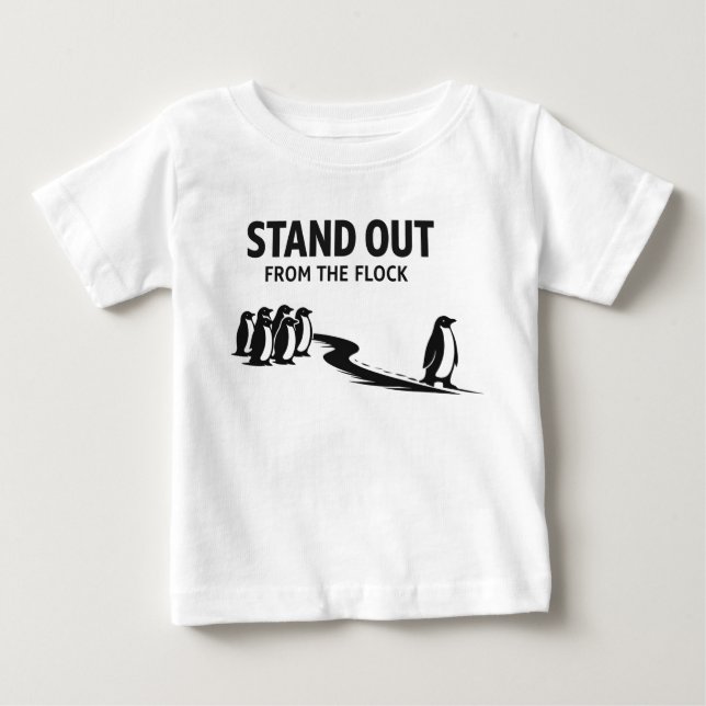 Stand Out From The Flock – Minimal Penguin Motivat Baby T-shirt (Vorderseite)