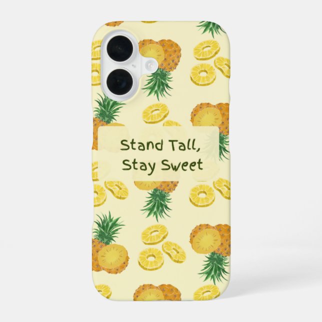 Stand Tall, Stay Sweet Pineapple pattern iPhone 16 Hülle (Rückseite)