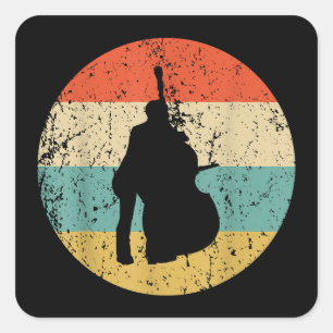 Stand Up Bass-Shirt - Vintage Retro-Musik Quadratischer Aufkleber