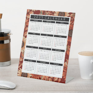 Stand-Up-Kalender für Sonnenblumen 2025 - Jahr am Sockelschild