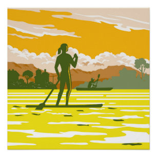 Stand Up Paddle in der Bucht von Kotor Montenegro Poster