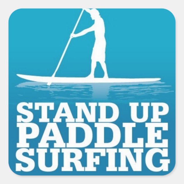 stand up paddle quadratischer aufkleber (Vorderseite)